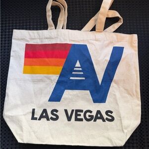 Aviator Nation logo Cream Tote with Blue and Red accents